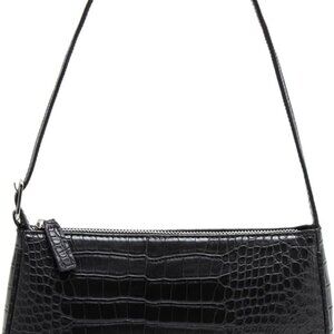 Small Women Purse PU Leather Crocodile Pattern Zipper Closure Adjustable Strap